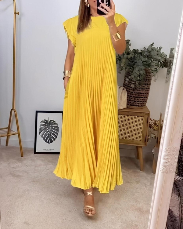 Robe Longue Plissée Femme Élégante Robe Longue Plissée Femme Élégante zaxx