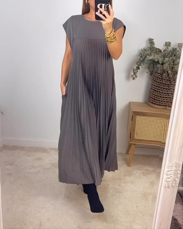 Robe Longue Plissée Femme Élégante Robe Longue Plissée Femme Élégante zaxx
