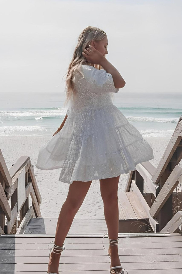 Robe à Paillettes Courte Babydoll™ Robe à Paillettes Courte Babydoll™ zaxx