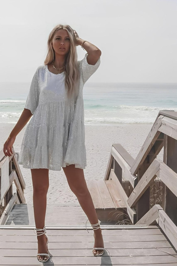 Robe à Paillettes Courte Babydoll™ Robe à Paillettes Courte Babydoll™ zaxx