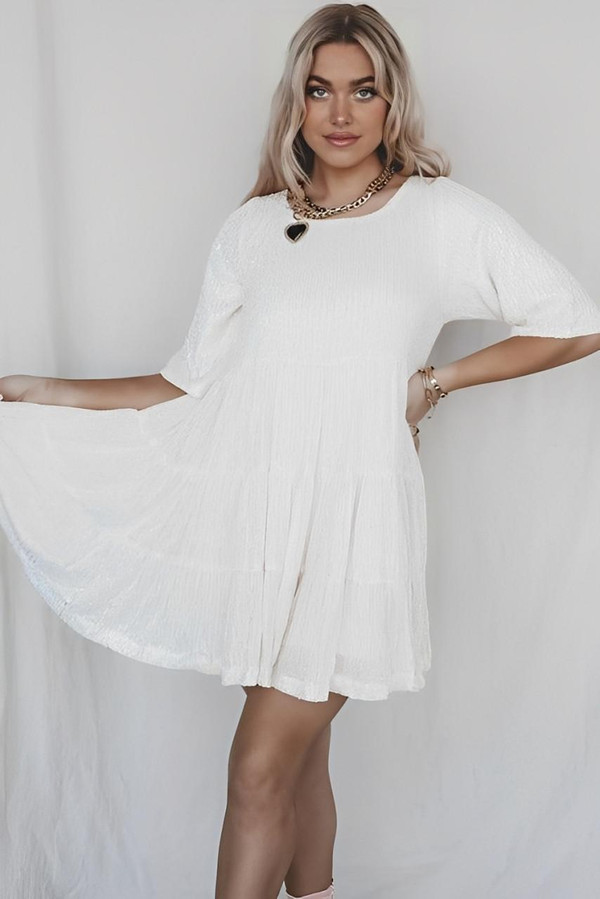 Robe à Paillettes Courte Babydoll™ Robe à Paillettes Courte Babydoll™ zaxx