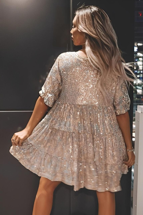 Robe à Paillettes Courte Babydoll™ Robe à Paillettes Courte Babydoll™ zaxx