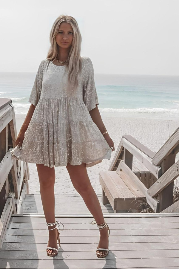 Robe à Paillettes Courte Babydoll™ Robe à Paillettes Courte Babydoll™ zaxx