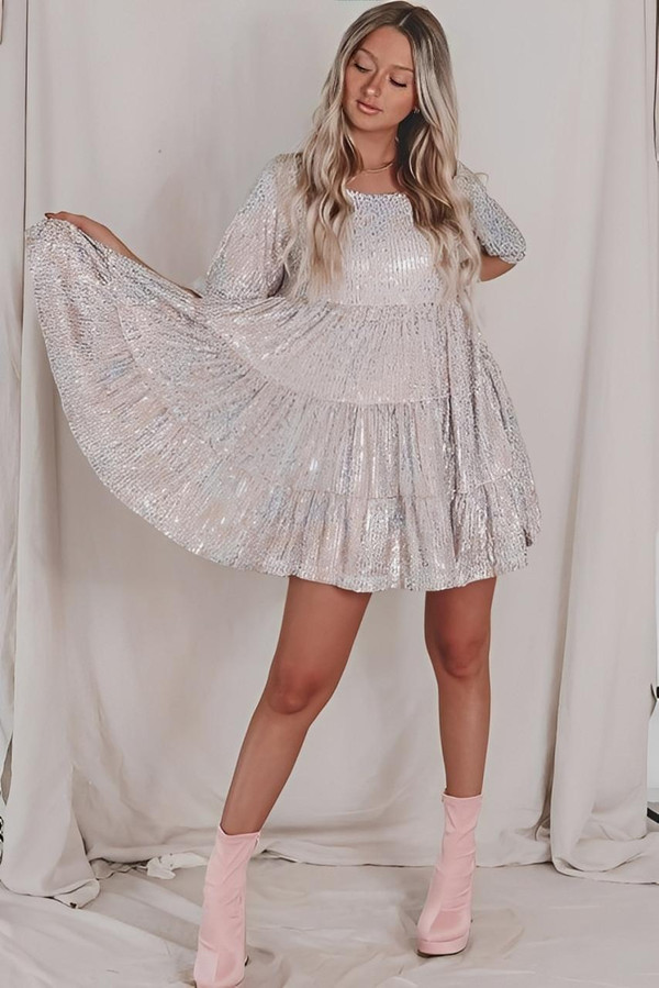 Robe à Paillettes Courte Babydoll™ Robe à Paillettes Courte Babydoll™ zaxx