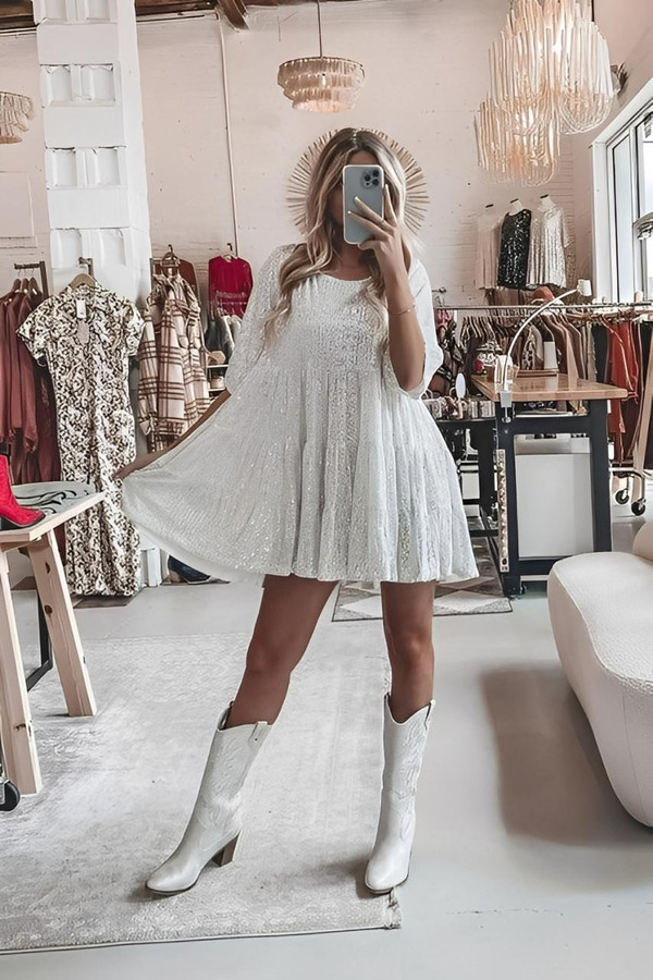 Robe à Paillettes Courte Babydoll™ Robe à Paillettes Courte Babydoll™ zaxx