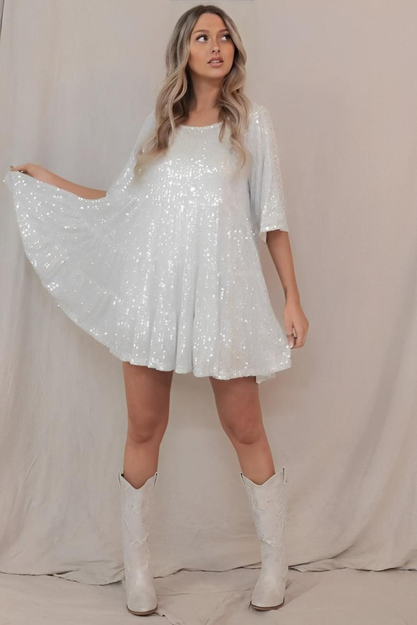 Robe à Paillettes Courte Babydoll™ Robe à Paillettes Courte Babydoll™ zaxx