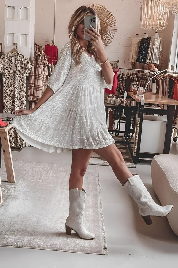 Robe à Paillettes Courte Babydoll™ Robe à Paillettes Courte Babydoll™ zaxx
