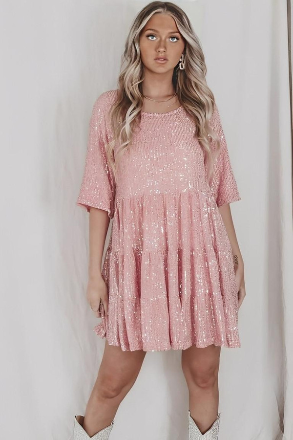Robe à Paillettes Courte Babydoll™ Robe à Paillettes Courte Babydoll™ zaxx