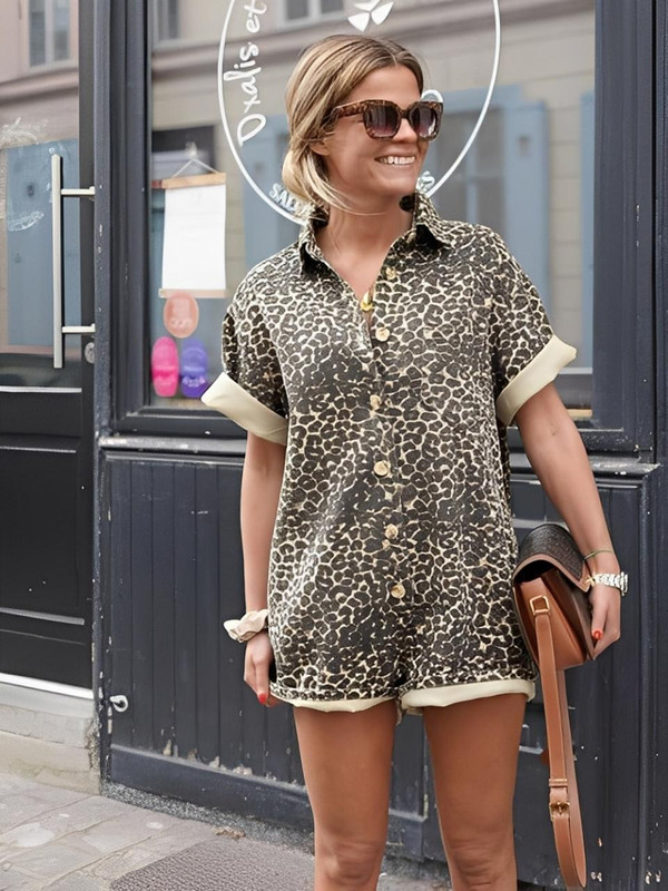 Combishort Femme Imprimé Léopard Combishort Femme Imprimé Léopard zaxx
