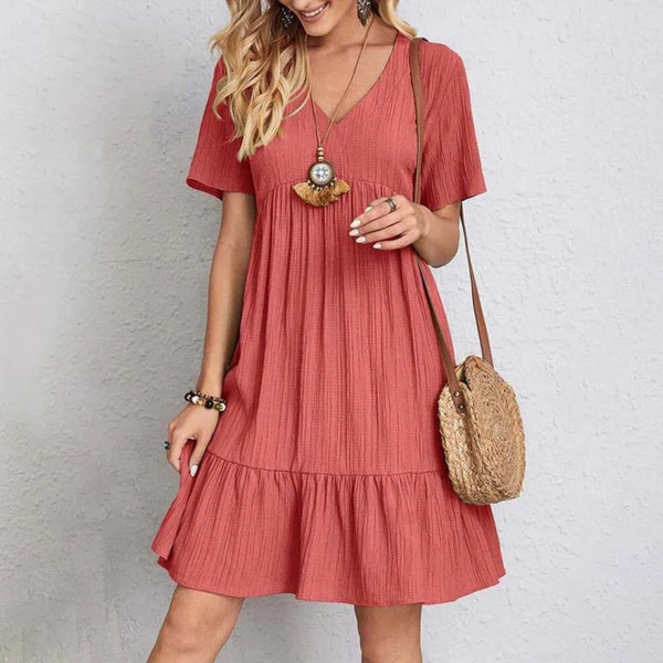 Robe Mini Élégante à Col en V Elske™ Robe Mini Élégante à Col en V Elske™ zaxx