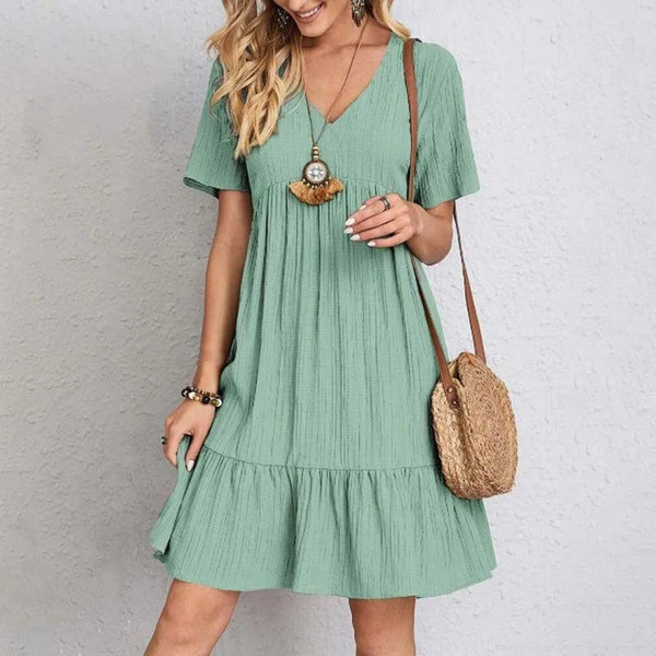 Robe Mini Élégante à Col en V Elske™ Robe Mini Élégante à Col en V Elske™ zaxx