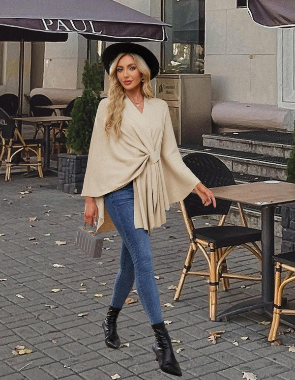Poncho Femme à Ouverture Frontale - Châle Doux pour le Printemps, l'Automne et l'Hiver Puli™ zaxx