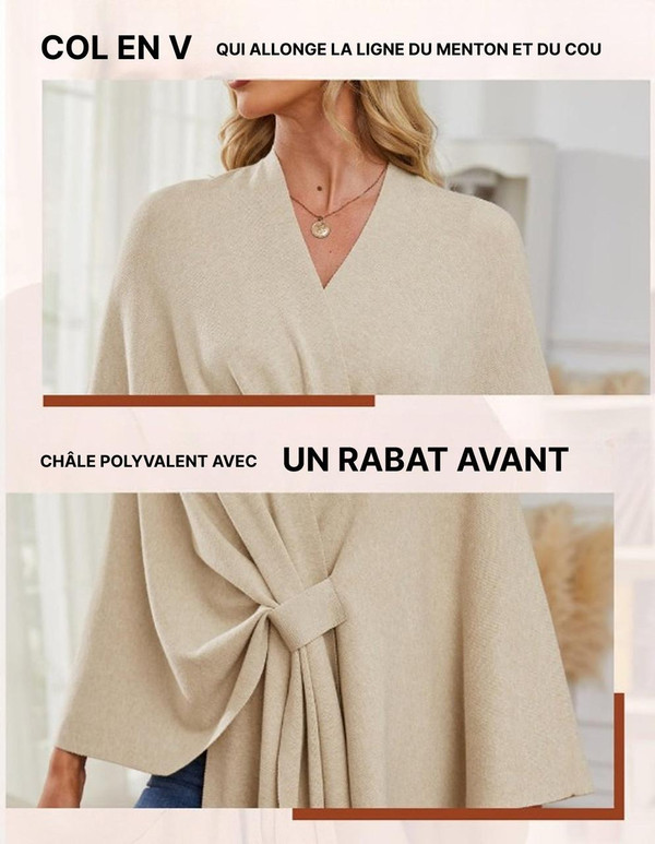 Poncho Femme à Ouverture Frontale - Châle Doux pour le Printemps, l'Automne et l'Hiver Puli™ zaxx