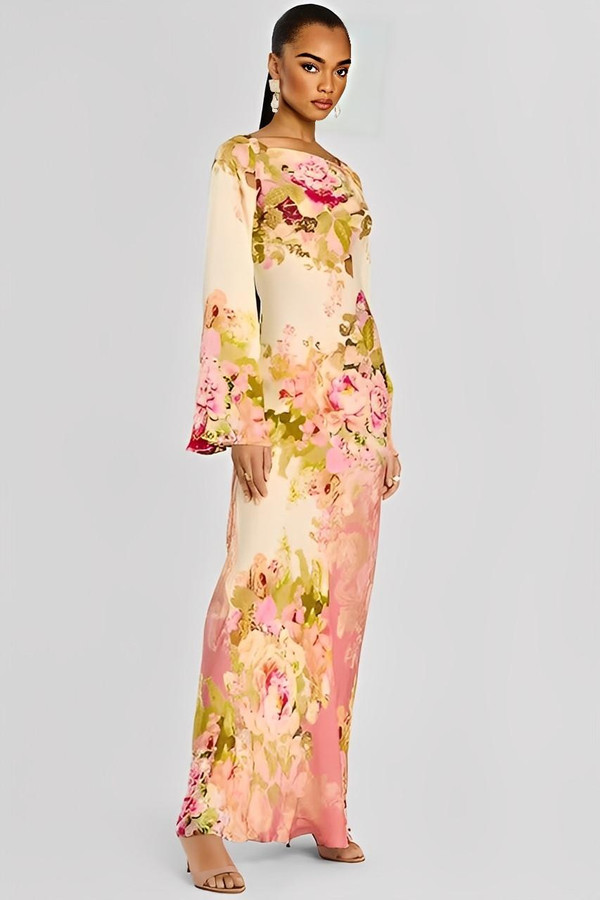 Robe Longue Élégante À Imprimé Fleuri Soléna™ zaxx