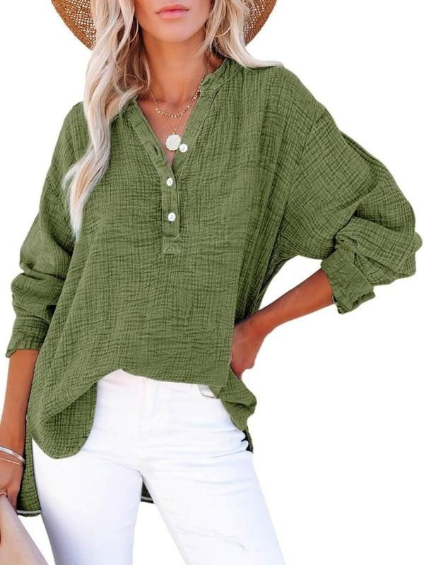 Chemise Femme Décontractée à Col en V Boutonné Velnora™ – Manches Longues, Coupe Ample Unie Chemise Femme Décontractée à Col en V Boutonné Velnora™ – Manches Longues, Coupe Ample Unie zaxx