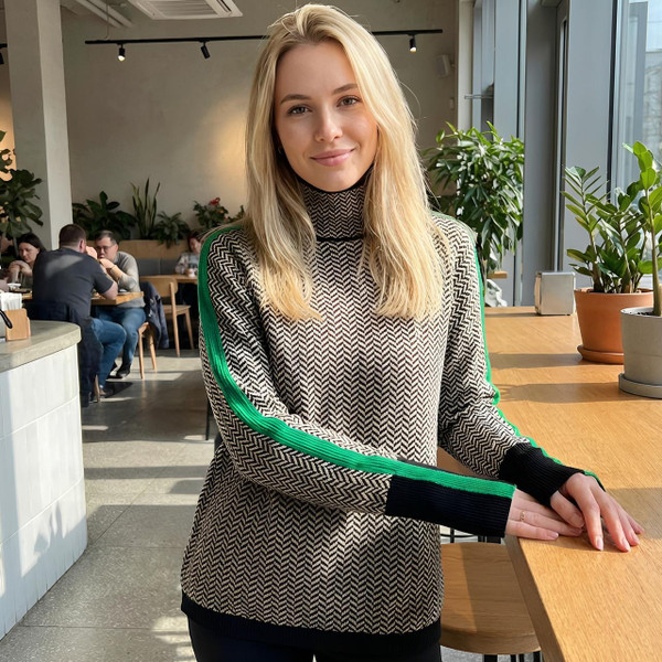 Pull Col Roulé à Chevrons de Luxe Eleanor™ zaxx