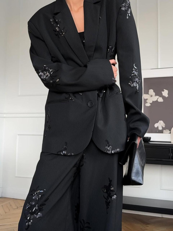 Ensemble Blazer et Pantalon Ornés de Sequins Aurévia™ zaxx