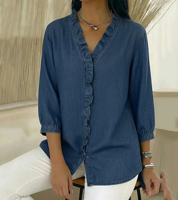 Blouse avec Col en V et Volant – Adele™ zaxx