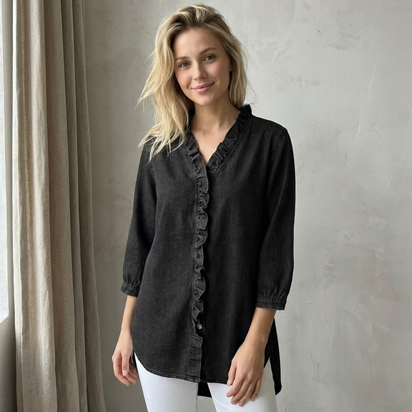 Blouse avec Col en V et Volant – Adele™ zaxx