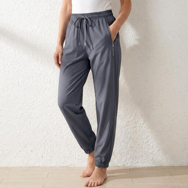 Pantalon Décontracté en Tissu Doux et Extensible avec un Beau Tombé zaxx