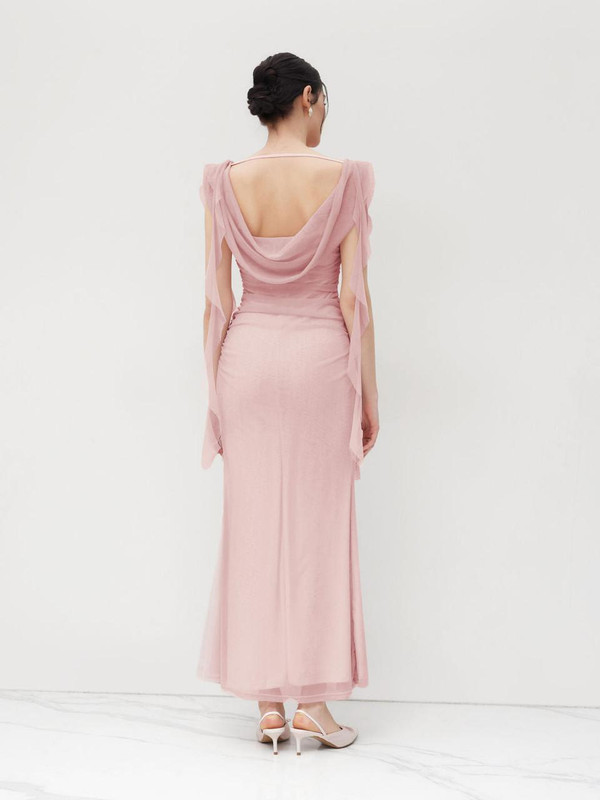 Robe Longue Élégante à Col Bénitier et Volant – Amoria™ zaxx