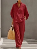 Ensemble Fluide Coton et Lin à Manches Chauve-Souris et Pantalon Large – Mariel™ zaxx