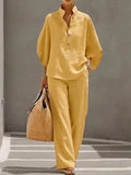 Ensemble Fluide Coton et Lin à Manches Chauve-Souris et Pantalon Large – Mariel™ zaxx