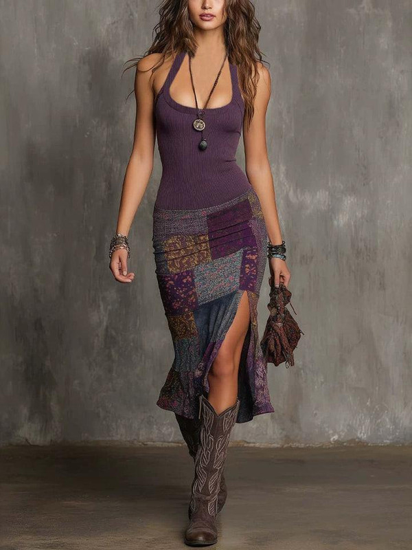 Robe Bohème Patchwork à Bretelles – Selena™ zaxx