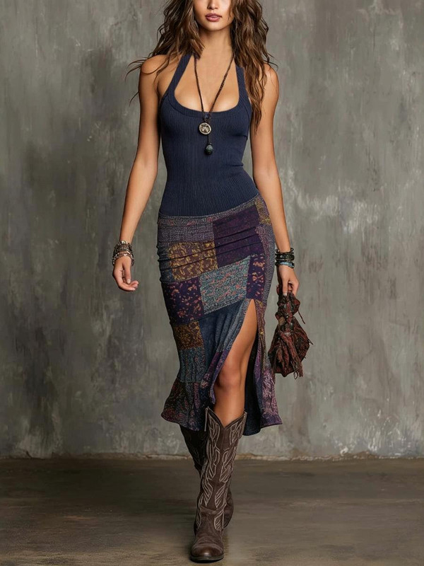 Robe Bohème Patchwork à Bretelles – Selena™ zaxx