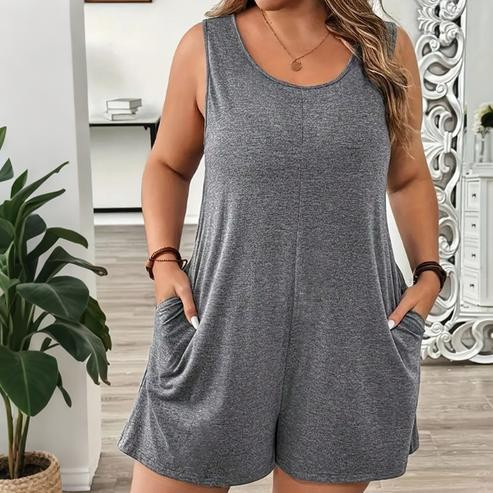 -50 % de Réduction , Combinaison Fluide Grande Taille pour Femme avec Poches, Sans Manches et Confortable – Élina™ zaxx