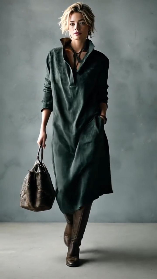Robe en Tissu Doux au Style Élégant avec Poches – Valéssia™ zaxx