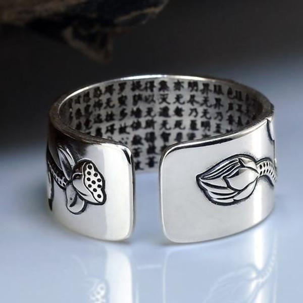 Bague Sutra du Lotus en Argent 999 zaxx