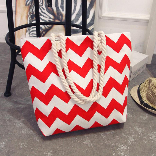 Sac de plage a rayures zigzag zaxx