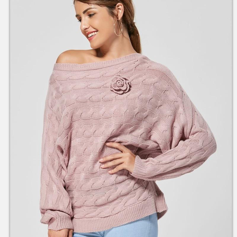 Pull Femme Manches Chauve-souris | Haut Tricot Léger, Col Bateau - Coupe Ample Pour Un Look Décontracté Chic - 3