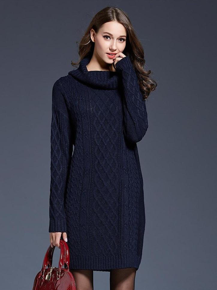 Robe Pull à Col Roulé