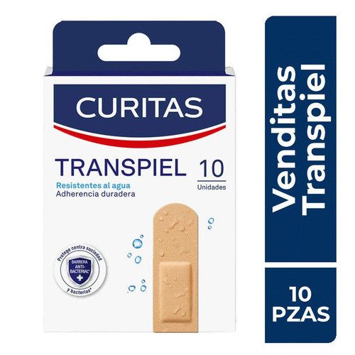 Curitas Transpiel Resistentes al Agua Caja x 10 Unidades