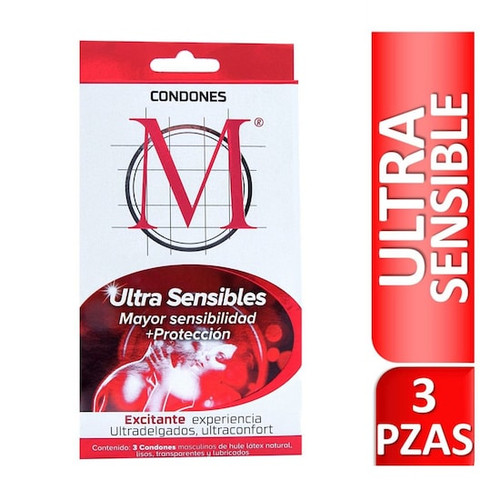 Condon M Ultra Sensibles Caja x 3 Preservativos