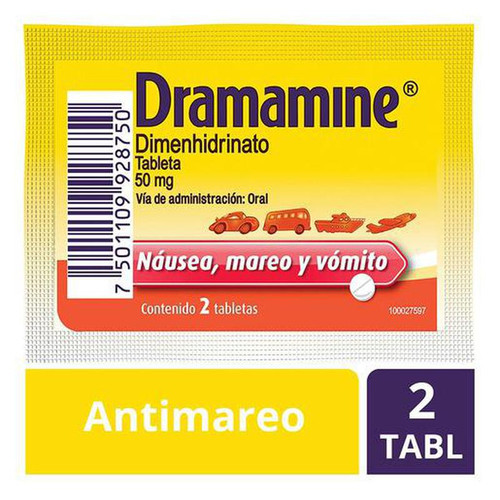 Dramamine 50MG Sobre x 2 Tabletas