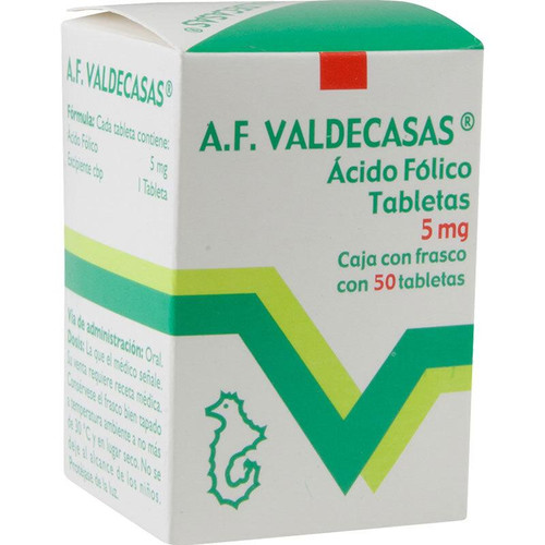 Acido Fólico Valdecasas 5MG Caja x 50 Tabletas