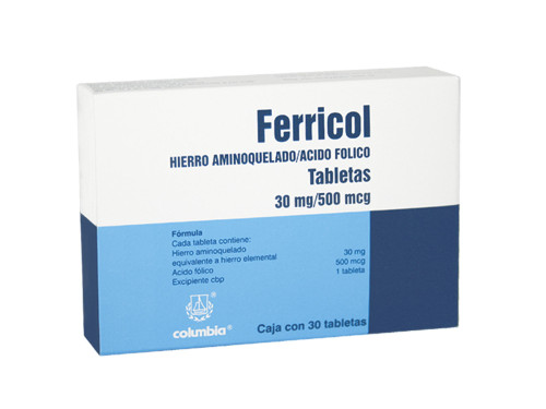 Ferricol 30MG/500MCG Caja x 30 Tabletas