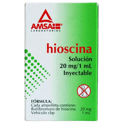 Hioscina 20MG/1ML AMSA Solución Inyectable x 3 Ampolletas 1ML