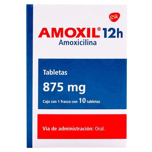 Amoxil 12H 875MG Caja x 10 Tabletas