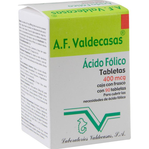Acido Fólico Valdecasas 400 MCG Frasco x 90 Tabletas