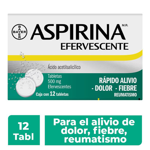 Aspirina Efervescente 500MG Caja x 12 Tabletas