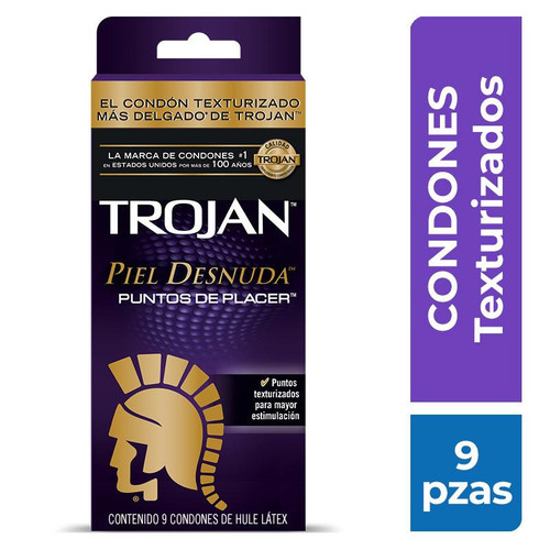 Trojan Piel Desnuda Puntos de Placer x 9 Preservativos