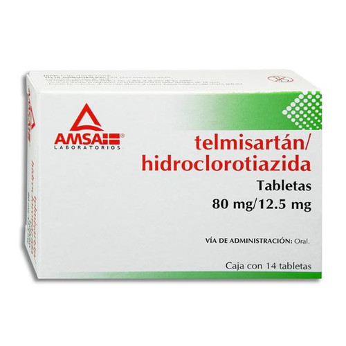 Telmisartán, Hidroclorotiazida AMSA 80/12.5MG Caja x 14 Tabletas