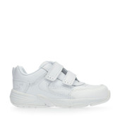 Meteor, White leather riptape school trainers