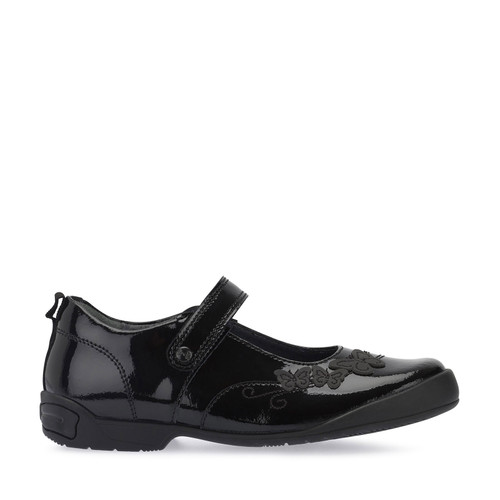 Pump, Black patent girls riptape school shoes