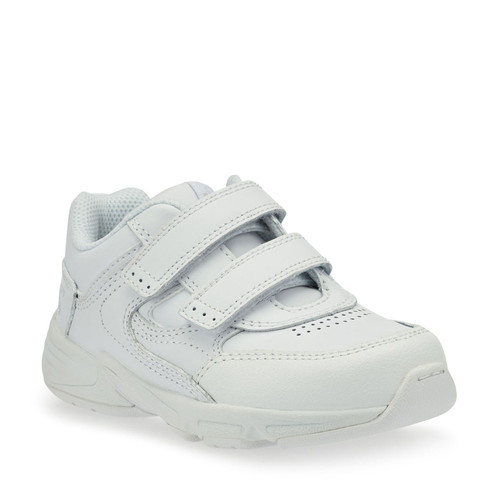 Meteor, White leather riptape school trainers