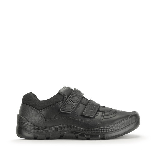 Rhino Warrior, Black leather boys riptape school shoes